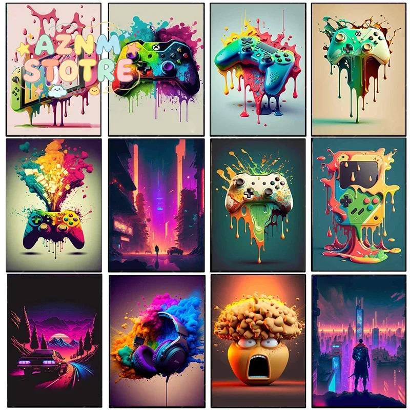 Esports Gamers - Vintage Canvas Painting Colorful Punk Neon